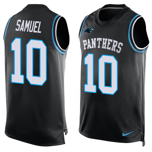 Nike Panthers #10 Curtis Samuel Black Team Color Men's Stitched NFL Limited Tank Top Jersey - Click Image to Close